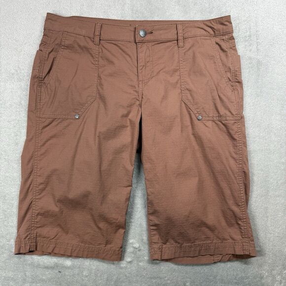 Prana Shorts Women’s 10 Brown Ripstop Organic Cotton Pockets Bermuda Summer - Picture 1 of 10